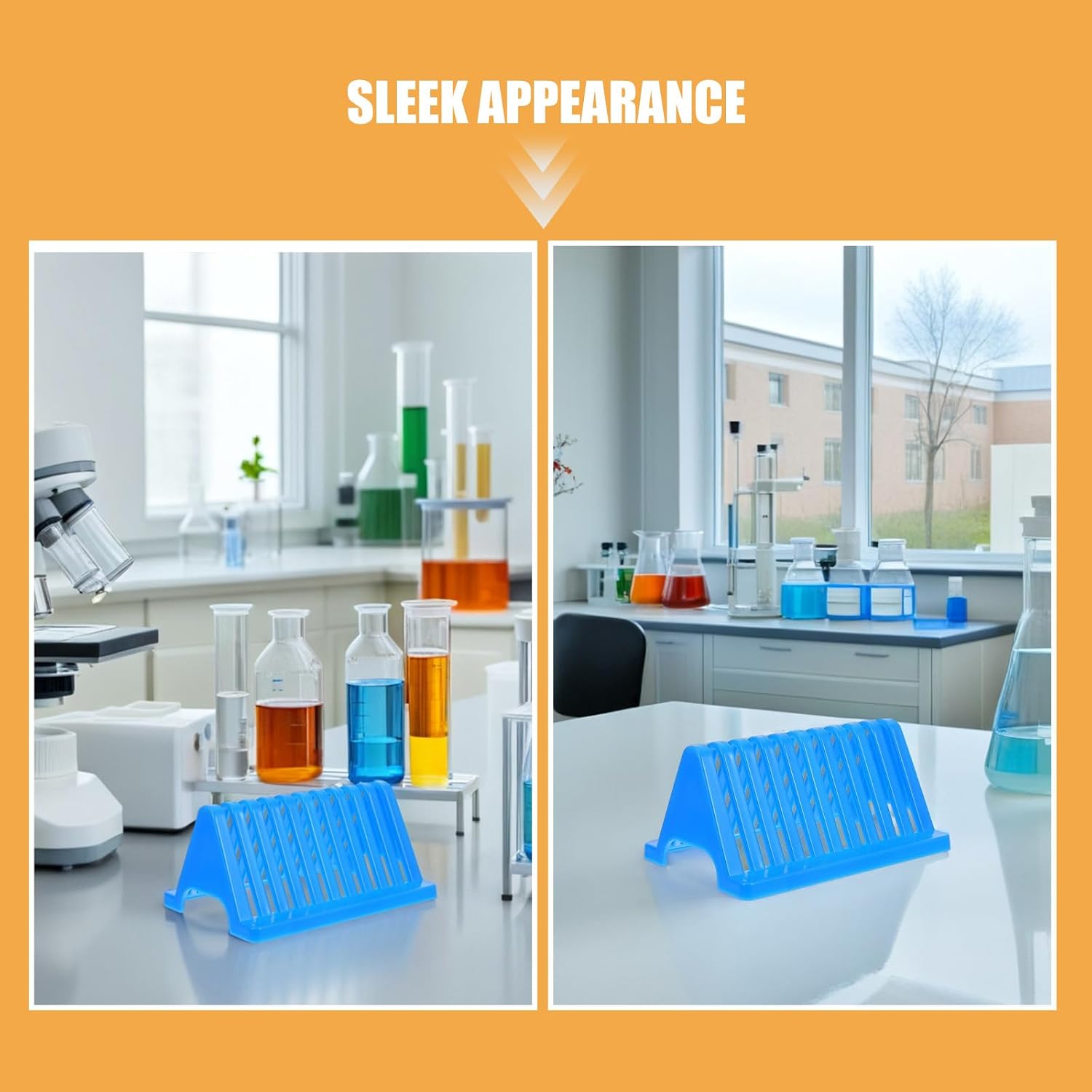 4pcs Slide Drying Rack: Laboratory Glass Holder | Triangular Draining Shelf with 10-Slot Design | Plastic Drying Rack for Microscope Slides Storage