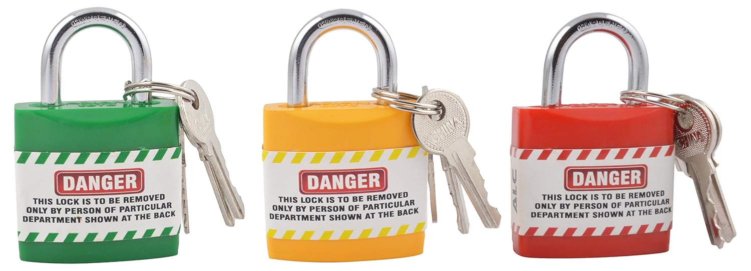 Asian Loto Metal Regular Shackle Lockout Padlock with 3 Keys (5.5x3.6X ...