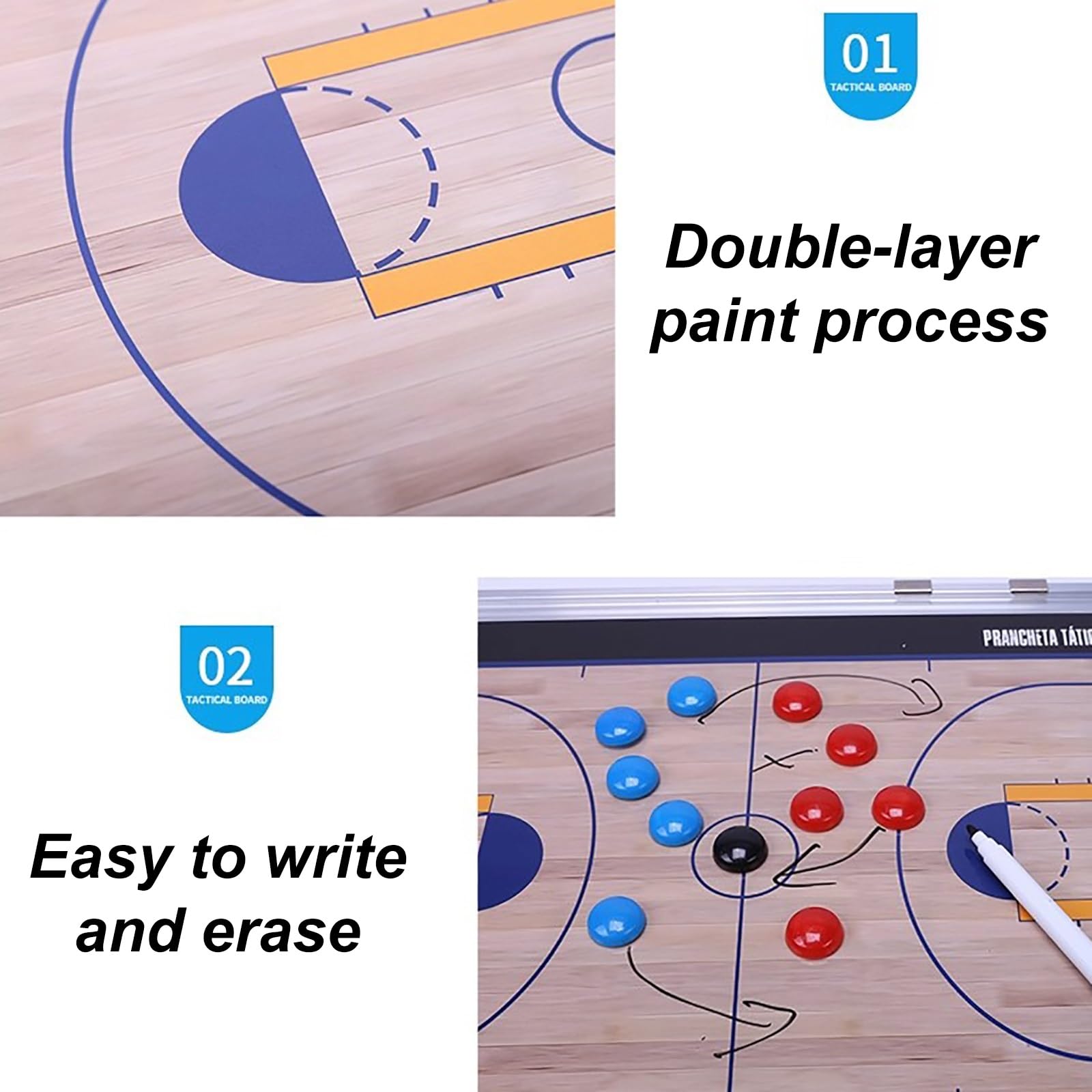 Pizarra Tactica Baloncesto, Pizarra Baloncesto Entrenador, con Bolígrafo y Piezas de Ajedrez Magnéticas, Diseño para Colgar, para la Enseñanza