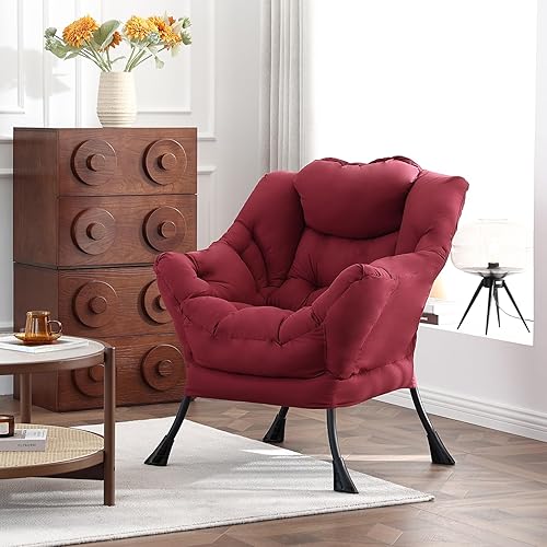 Miniatura 264 de Welnow Silla Lazy con otomana, moderna silla de descanso con reposabrazos y un bolsillo lateral, sillón para sofá de ocio, sillón de lectura