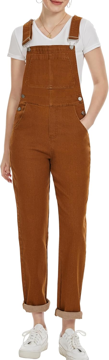 Odefou Bib Overalls for Women Fashion Jean Jumpsuit Adjustable Strap Coveralls