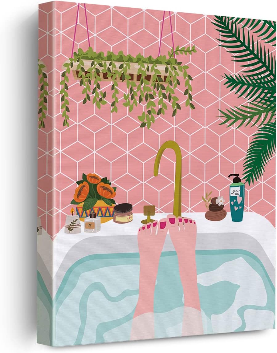Relax in the Bath Canvas Poster Painting Bathroom Wall Art