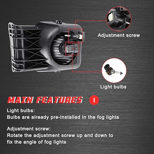 Miniatura 5 de A ABIGAIL Lámparas antiniebla de conducción de repuesto para GMC Sierra 1500 2500 3500 2003-2006 con bombillas halógenas H10 12V 45W y kit de arnés