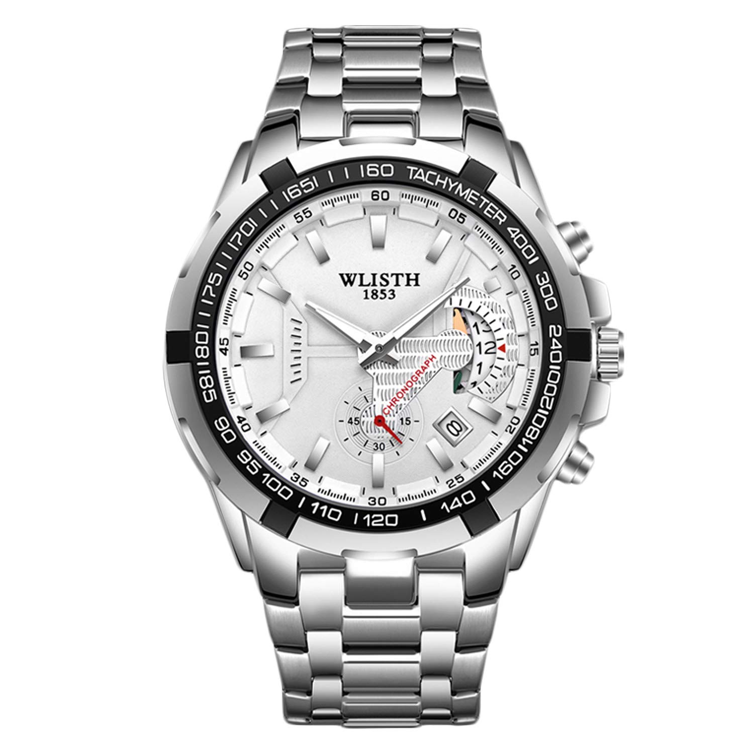 RORIOS Hombre Relojes Analógico Cuarzo Reloj Impermeable Luminoso Reloj con Correa de Acero Inoxidable Clásico Hombres Relojes