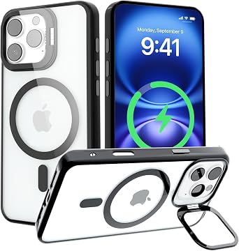for iPhone 16 Pro Max Case with Stand,Compatible with MagSafe Military-Grade Protective Case for iPhone 16 Pro Max, Built-in Stash Stand Magnetic iPhone Case Black, iPhone 16 Pro Max