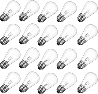S14 Replacement Bulbs, 120V 11W Clear Glass Light Bulbs fits E26 Medium Standard Base, S14 Incandescent Bulbs for Indoor Outdoor Patio Decor String Lights, Warm White. 20 Pack