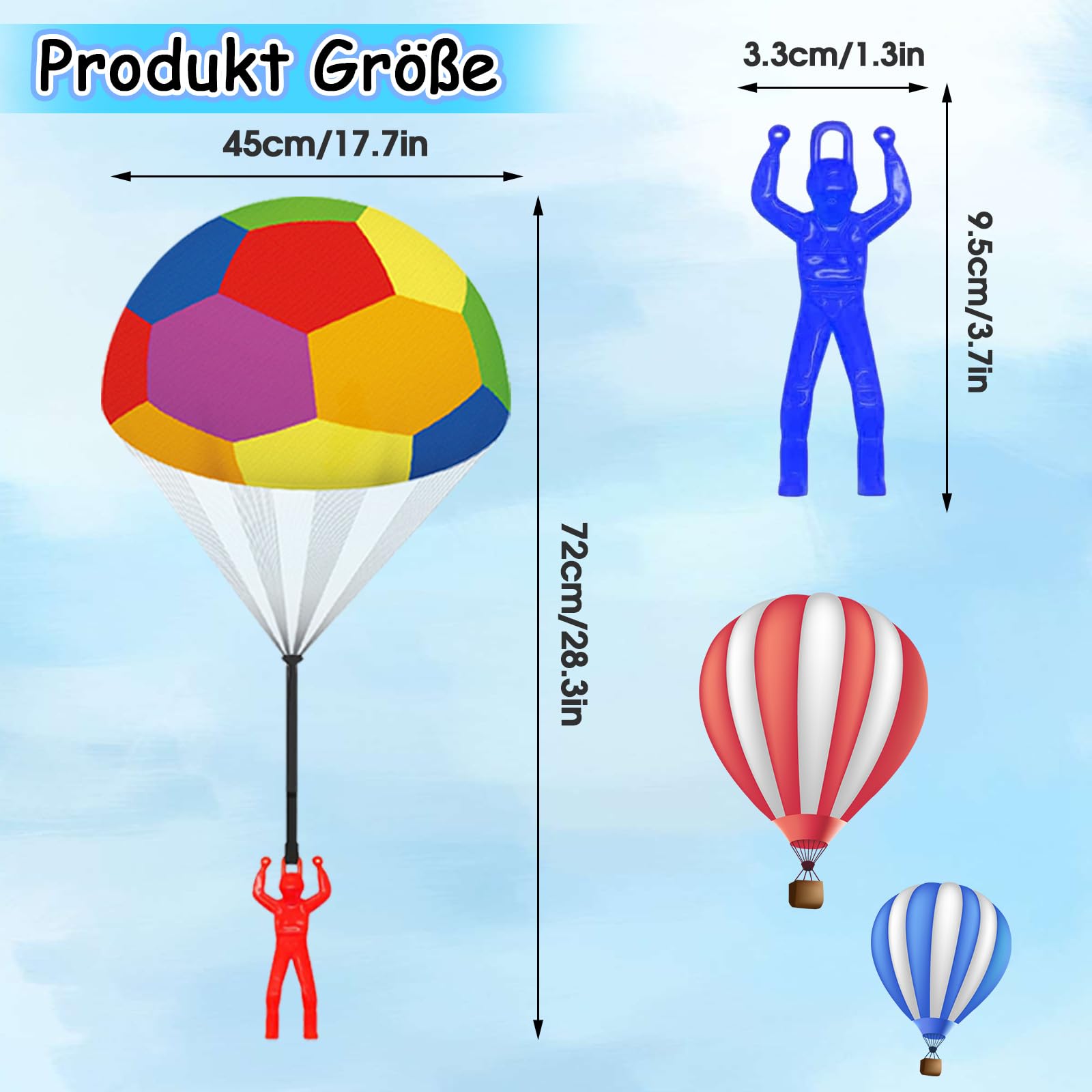 Lot de 10 jouets parachutistes colorés pour enfants - Jouet de football coloré - Jouet d'extérieur - Jeux de plein air pour enfants - Cadeau d'anniversaire d'enfant