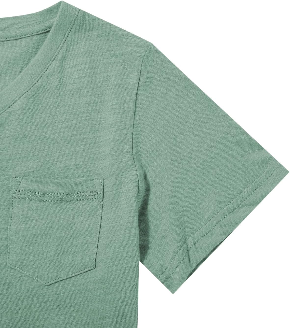 CUNYI Little Boys' V-Neck Pocket T-Shirt 100% Cotton Short Sleeve Solid Summer Tops - Image 5