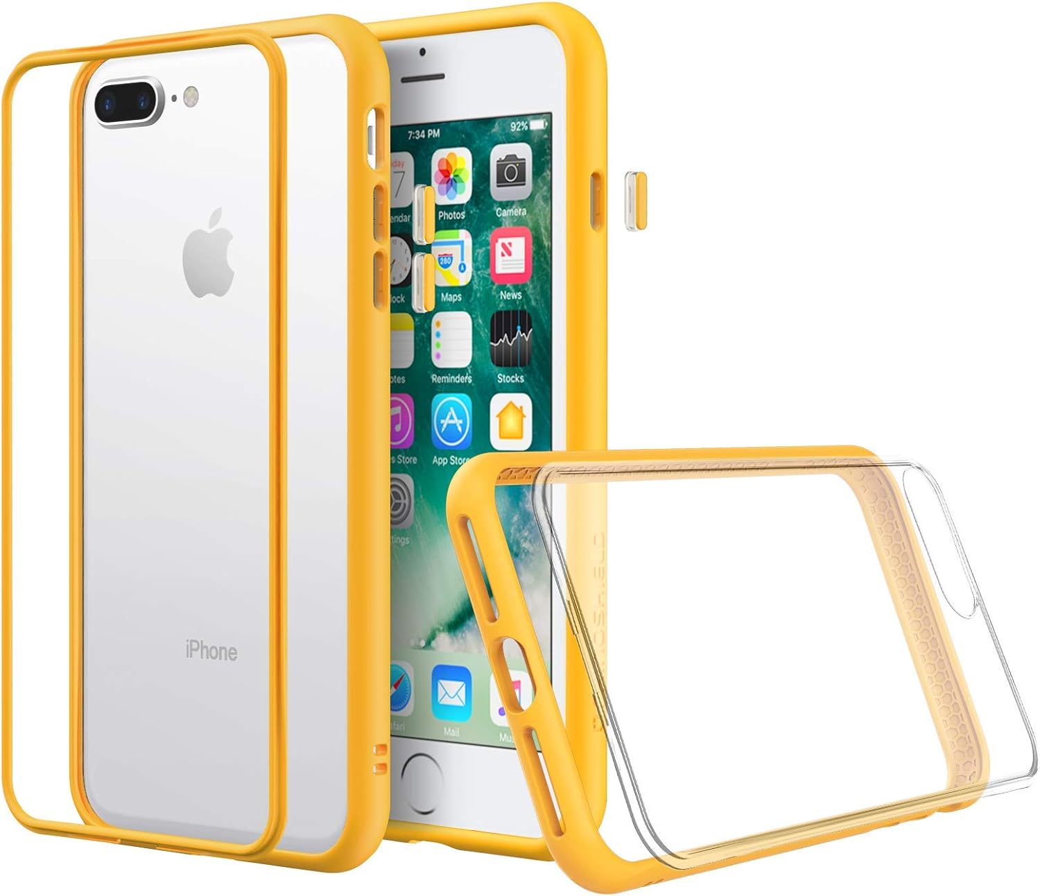 RhinoShield Modular Case Compatible with [iPhone 8 Plus / 7 Plus] | Mod NX - Customizable Shock Absorbent Heavy Duty Protective Cover 3.5M / 11ft Drop Protection - Yellow