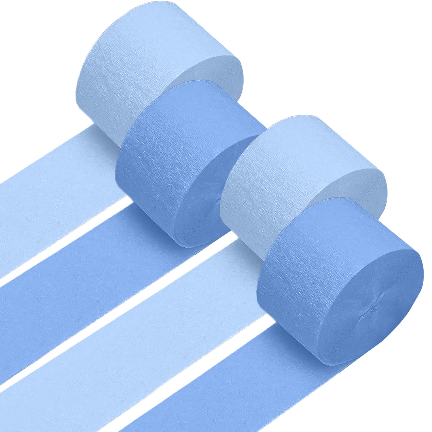 4 Crepe Paper Streamers Rolls, 328ft Pack of Dusty Blue and Light Blue Crepe Paper for Birthday Bridal Shower Wedding Engagement Bachelorette Party Decorations Supplies (1.8 inch x 82 ft/Roll)