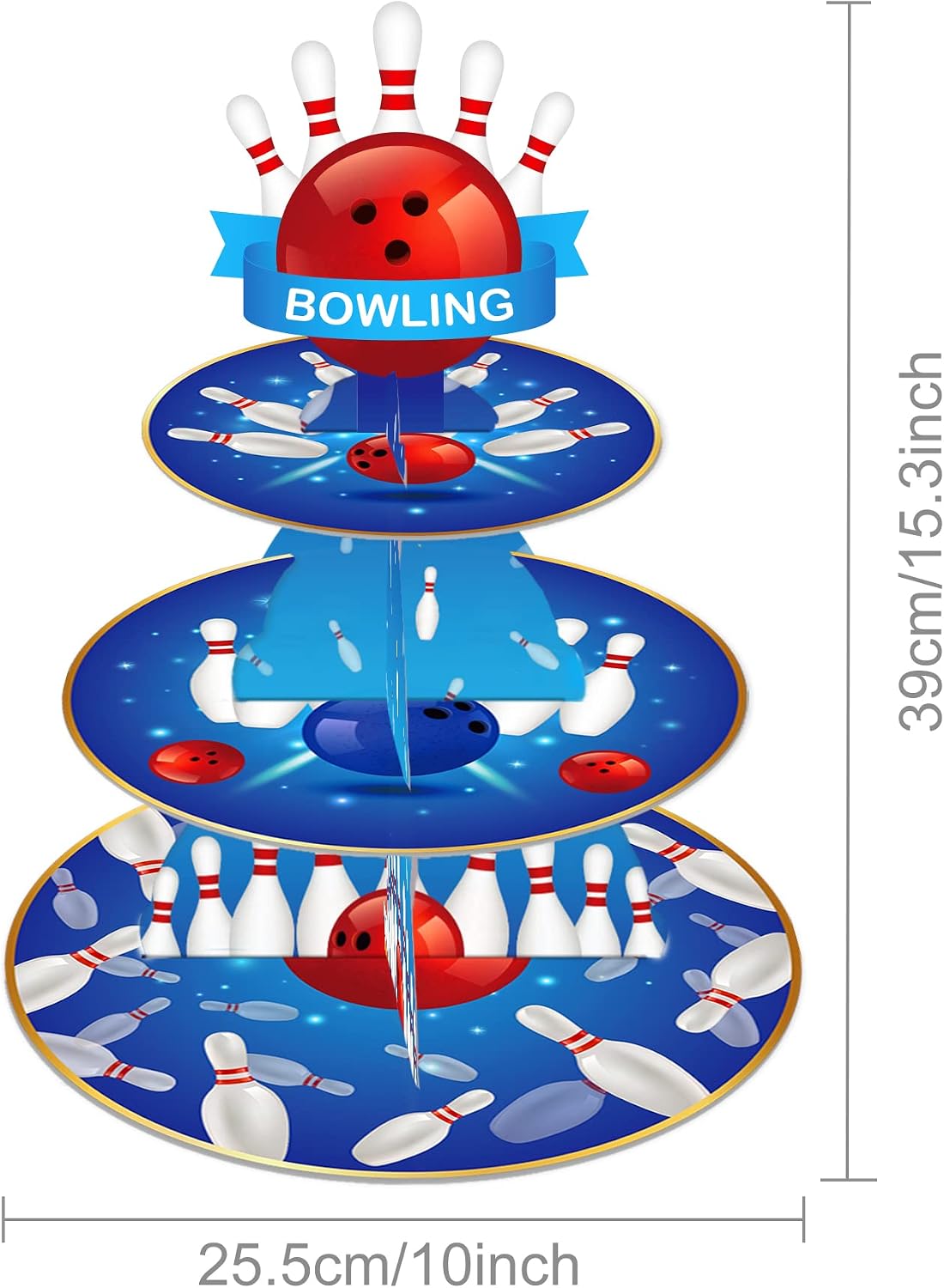 Bowling Cupcake Stand 3 Tier Reusable Sturdy Paper Cupcake Stand image 2