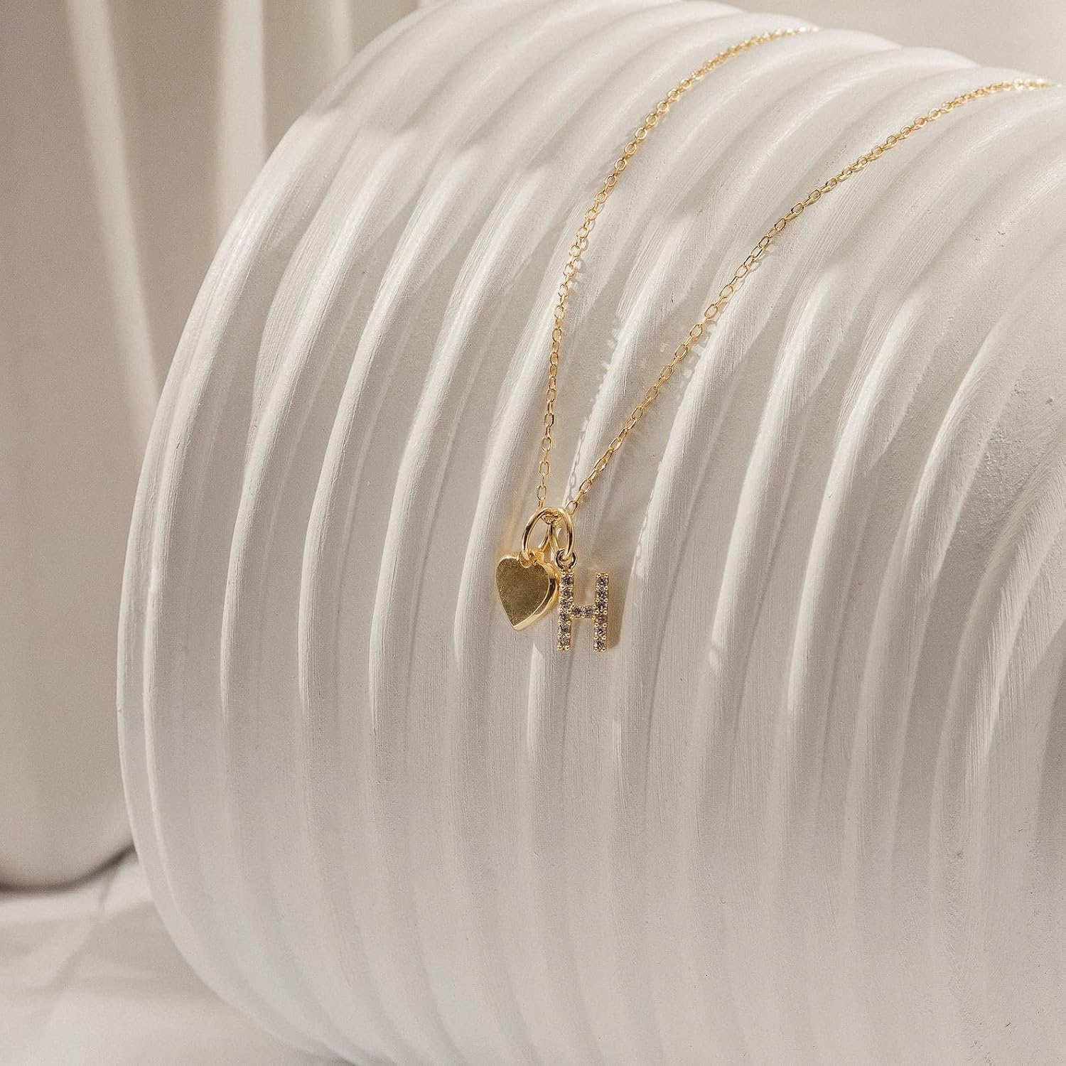 Personalized CZ Daimond Necklace, Custom Name Pave Letter Initial Necklace, Minimalist Stacking Gold Necklace, 18K Gold Plated Silver, Personalized Gift for Women