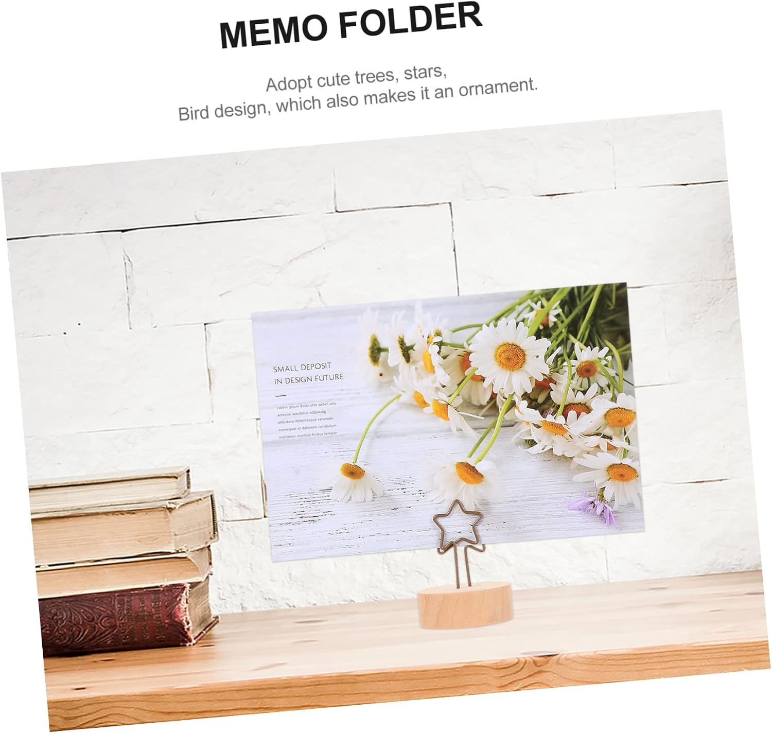 15pcs Wooden Base Photo Holder Cards Clip Clips for Hanging Memo Holders for Tabletop Memo