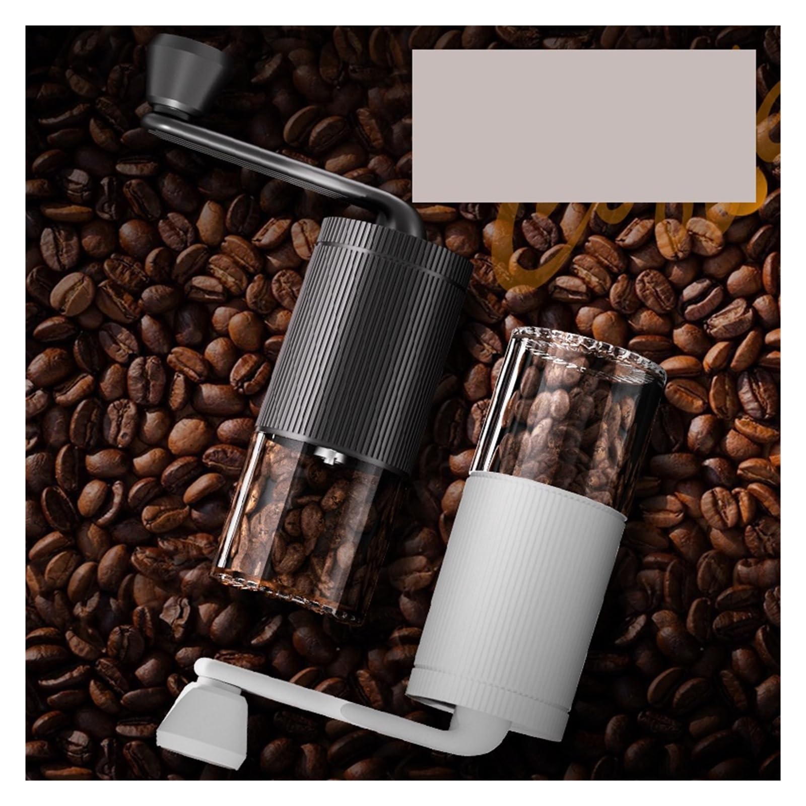 Mini macchina da caffè a manovella, compatibile for, l'esterno, il portatile, la macinazione grossolana e fine regolabile, smerigliatrice(Black)