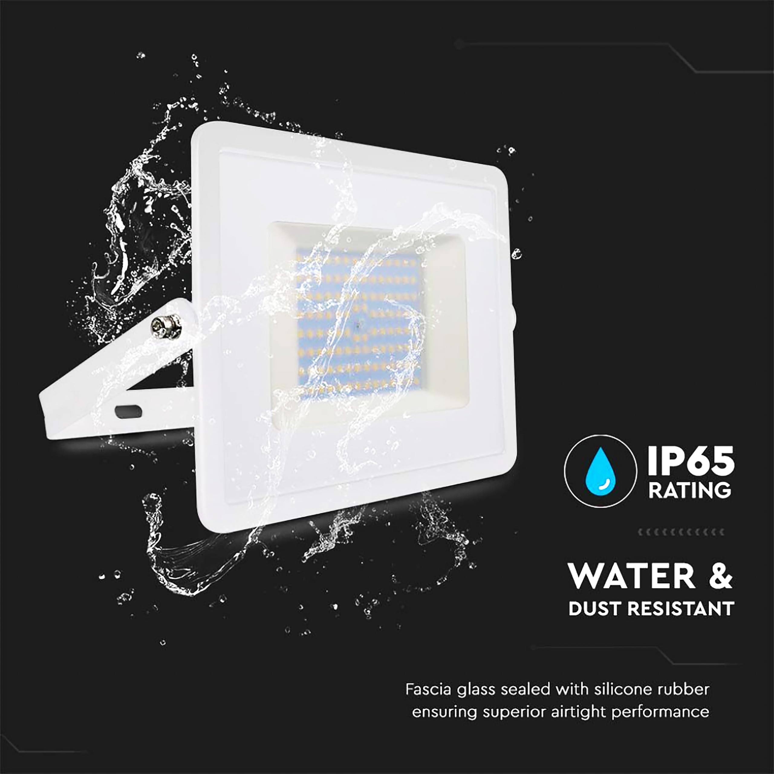 V-TAC Faro LED da Esterno Bianco 100W - [Chip Samsung - Alte Perfomance, Bassi Consumi] - 8700 Lumen - IP65 - Proiettore Faretto LED Nero per Casa, Giardino, Garage - Impermeabile - Fari Luce Naturale
