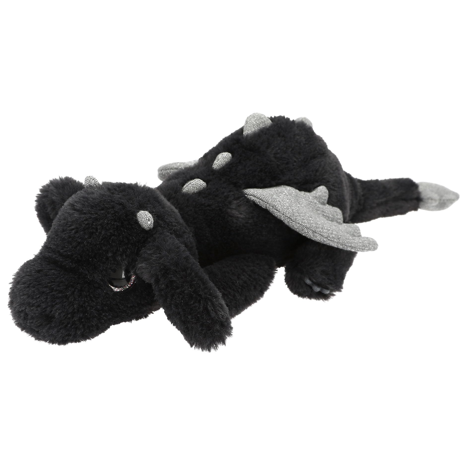 Depesche 14182 Snukis: Peluche dragón en Negro y Plateado, con Pelaje Suave y Ojos Plateados Brillantes, Peluche de Aprox. 50 cm. — view 2