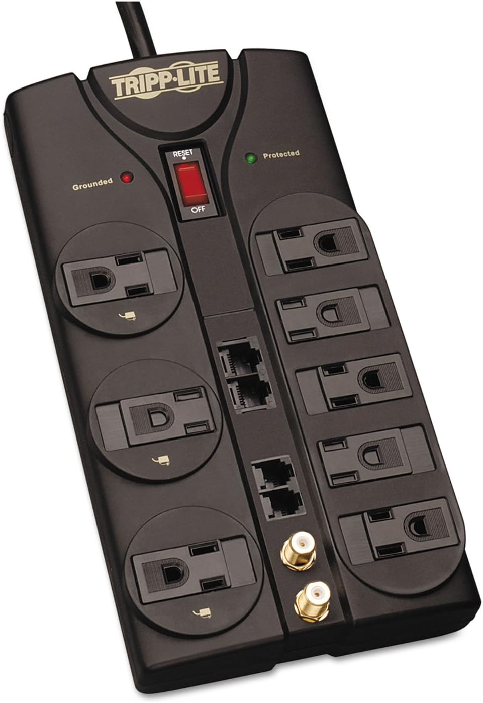 Tripp Lite TLP810NET Protect It! 8-Outlet Surge Protector (3,240 Joules; 10ft Cord; Modem/coaxial/Ethernet Protection)