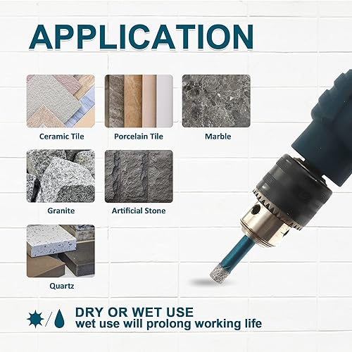 Miniatura 4 de MINLAYCUT - Juego de brocas para azulejos de porcelana, 6, 6, 8, 0.394 in+0.236 in, vástago hexagonal de ajuste rápido para azulejos de cerámica,