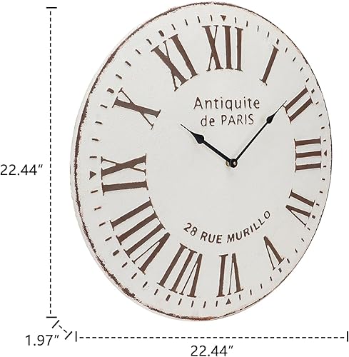 Miniatura 7 de Reloj de pared de 22 pulgadas  Reloj decorativo redondo de metal para decoración de sala de estar, reloj analógico de cuarzo silencioso sin tictac