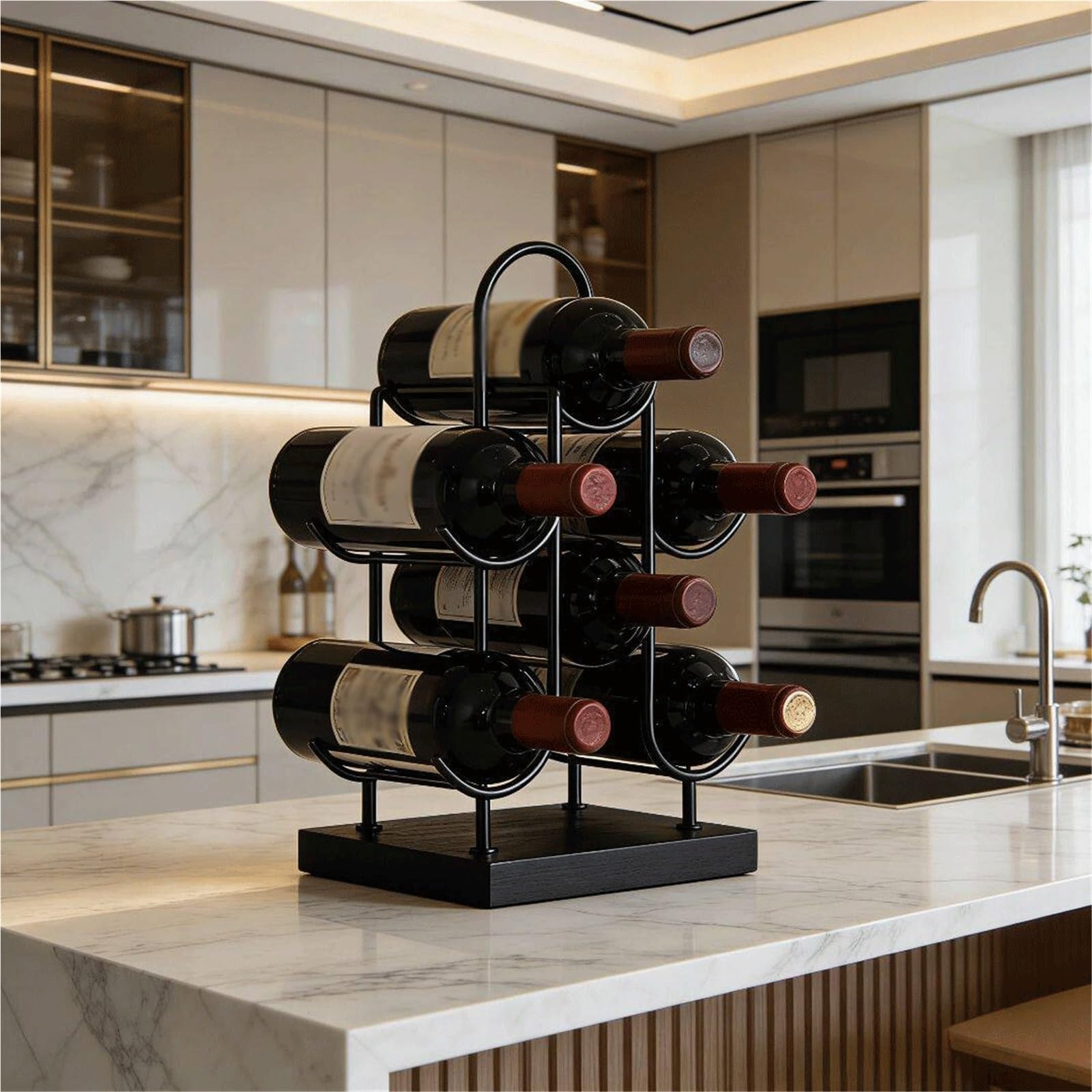 Porte-Bouteilles Casier à vin en Fer forgé et Bois, Bouteille de Domestique Cuisine