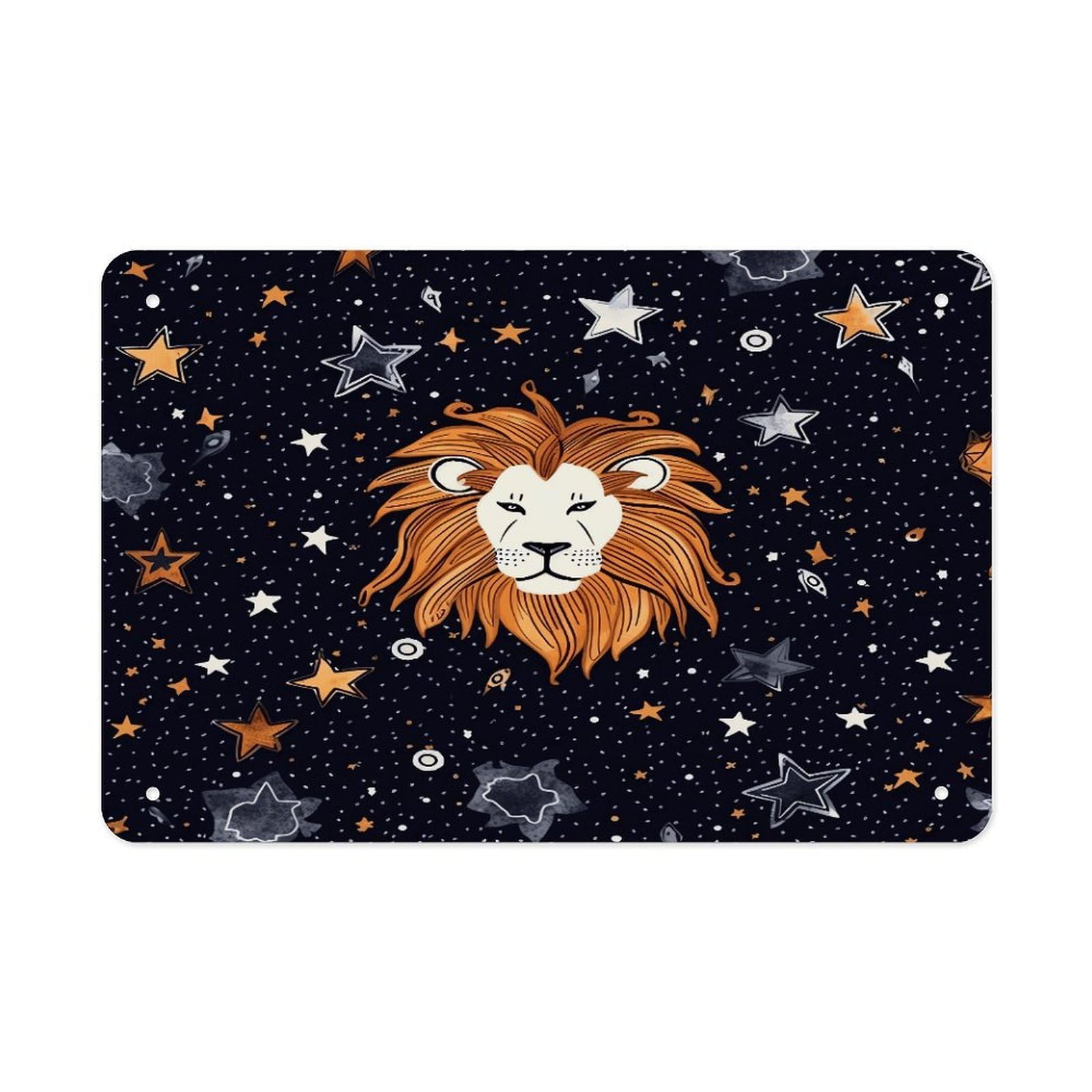 Fekiloot Style Lion And Stars Metal Signs Wall Art Tin Sign
