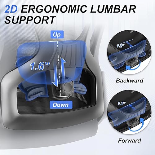 Miniatura 4 de Silla de oficina ergonómica de 750 libras, sillas de oficina grandes y altas mejoradas para personas pesadas, silla de escritorio de malla con