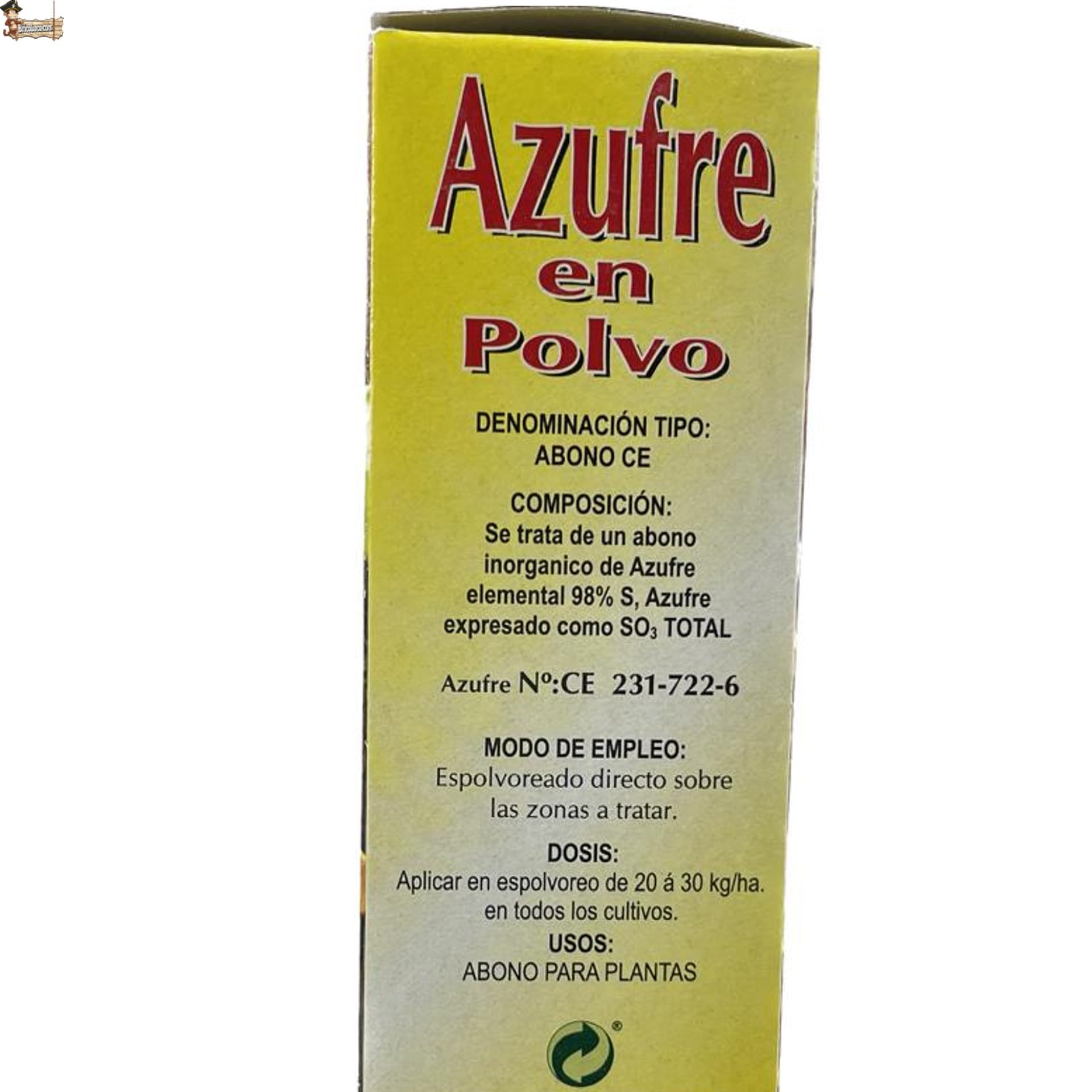 BricoLoco Azufre en Polvo espolvoreo. Anti oídio Plantas. Abono, Fertilizante, fungicida acaricida contra Hongos en Vid, Olivo, cítricos, hortalizas, Rosales y Ornamentales. 750 Gramos. (3)