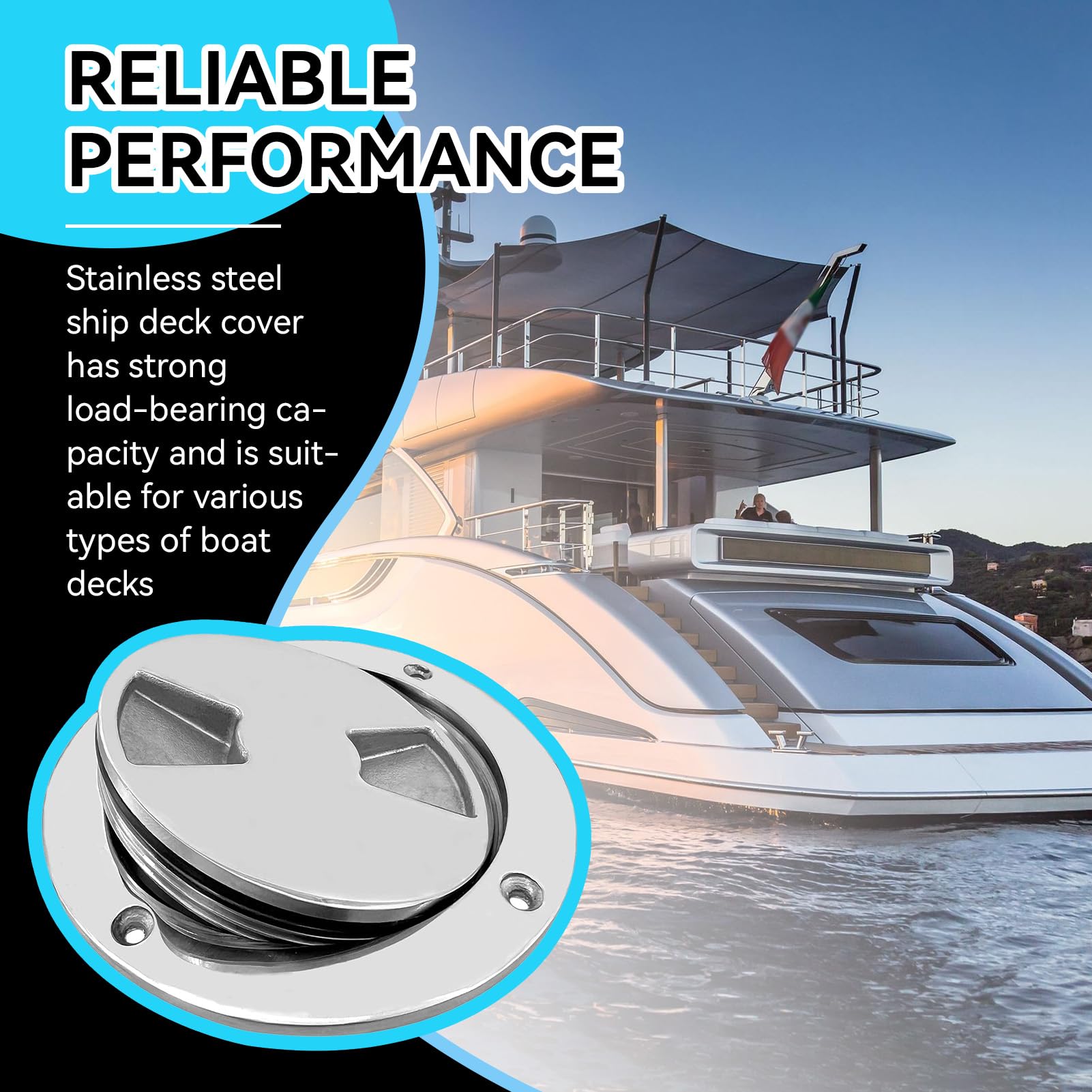 Edelstahlbootdeck rundes Teller, abnehmbares Boot runde Deckplatte Inspektion Luke Marine Access Hafenschlüsselabdeckung für Marine Boote Yacht