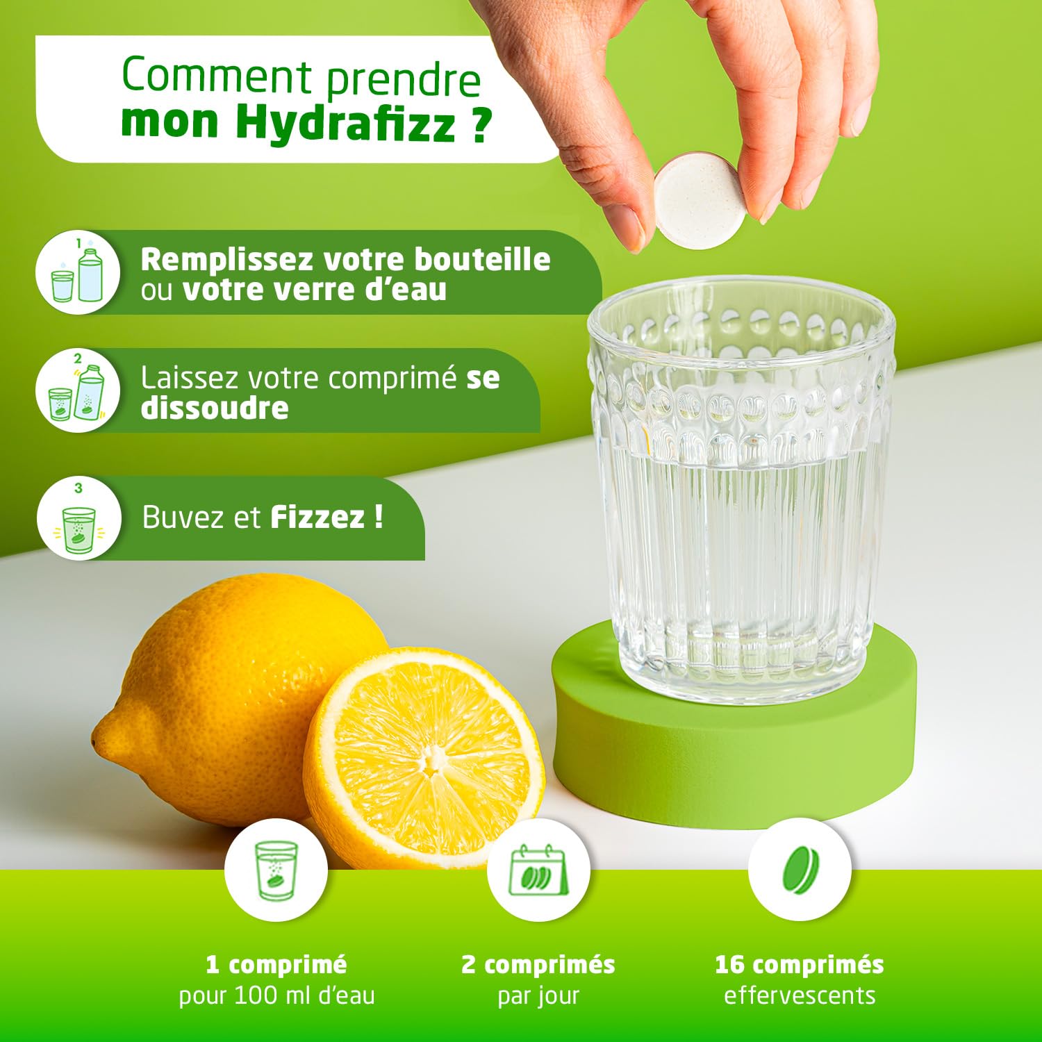 UPSA Hydrafizz Détox x4-5% - Hydratation, Citron, 64 Comprimés