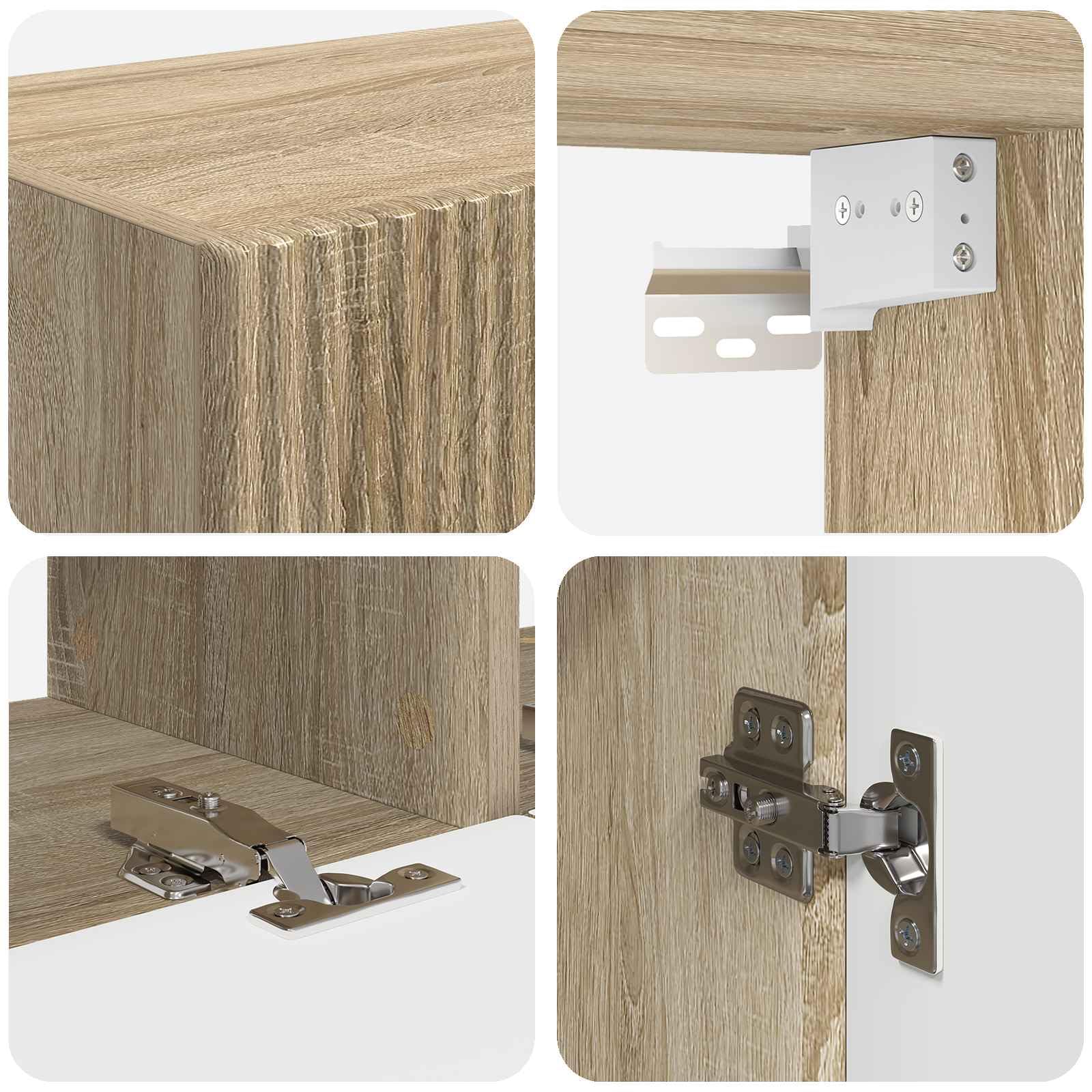 TV-Schrankset Wandmontiert 2-teilig Sonoma-Eiche Holzwerkstoff, Modernes Media-Center für Wohnzimmer, Elegantes Design mit Stauraum