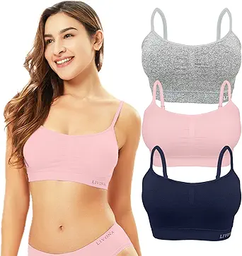 Livona 3 Pack Sports Bras for Women- Wireless Soft Workout Bra, Padded Fitness Bralette, Comfort Crop Cami Tank S-XXL