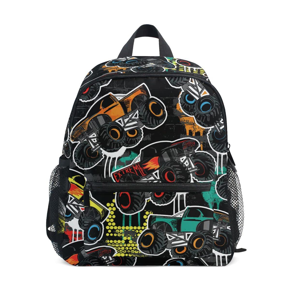 FisymeToddler Backpack Cars Monster Truck School Bag Kids Backpacks for Kindergarten Preschool Nursery Girls Boys, S