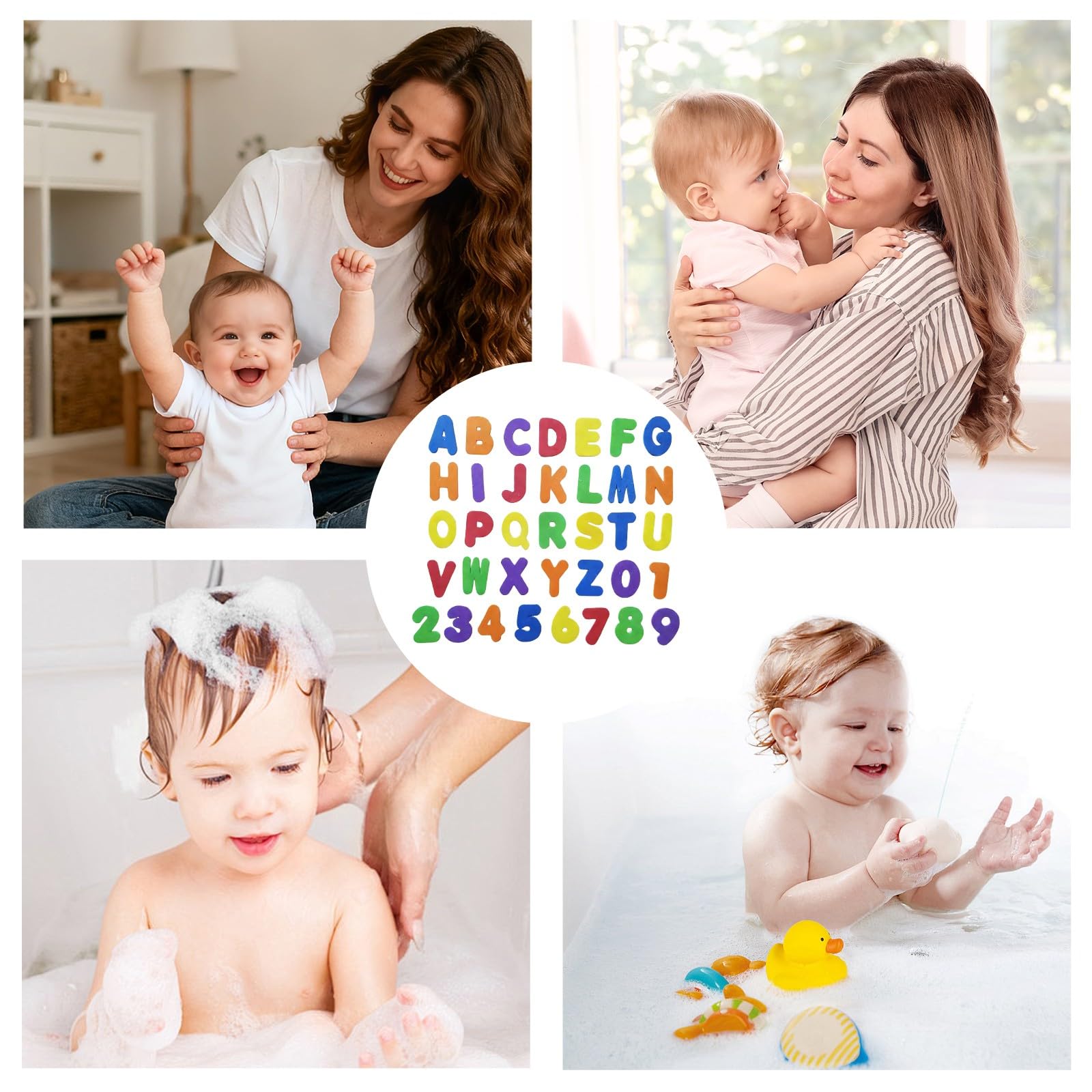 XENQITO 36 Piezas Juguetes de baño con números y alfabetos Divertidos, Letras y números del Alfabeto flotantes, Juguetes de Aprendizaje para bañera, baño Educativo para niños — view 6