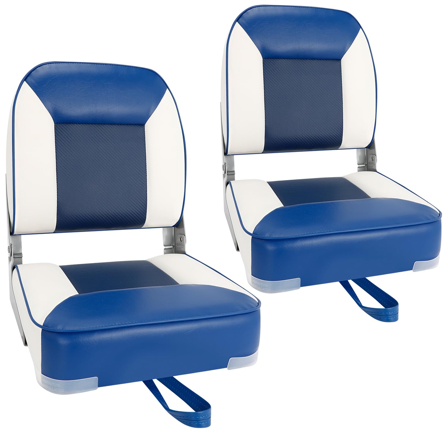 Skureay Boat Seats 2 Pack, Folding Fishing Boat Seat Low Back - Blue/White