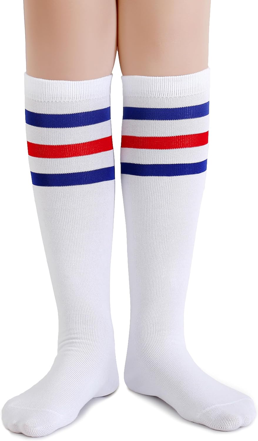 Henwarry Boys Girls Knee High Tube Socks Classical Stripes Cotton Soft Over the Calf Kids Tube Socks - Image 2
