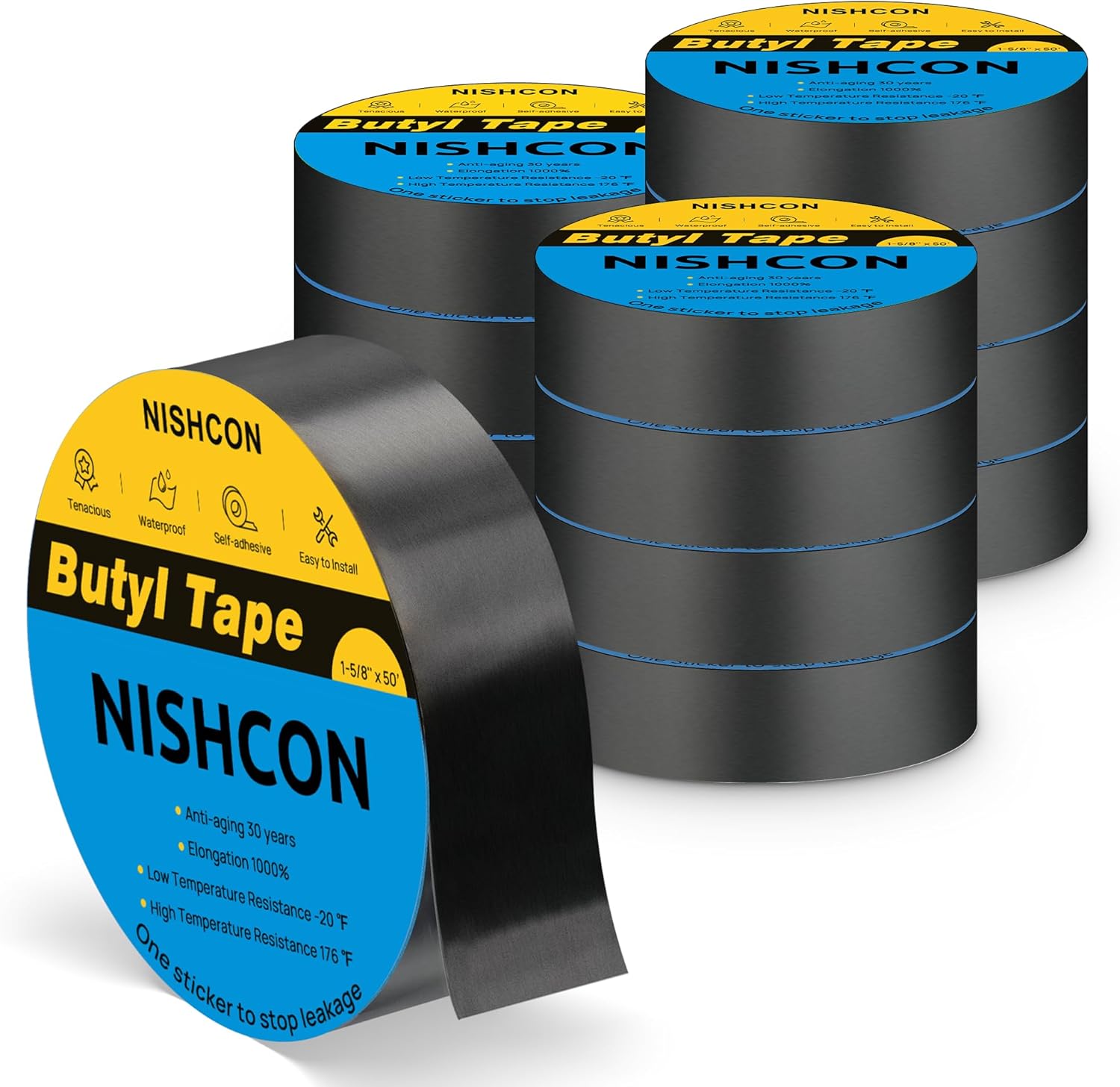 Butyl Joist Tape for Decking 1 5/8" x 50', Waterproof and Anti-Corrosion for Extend Deck Life, 12 Rolls