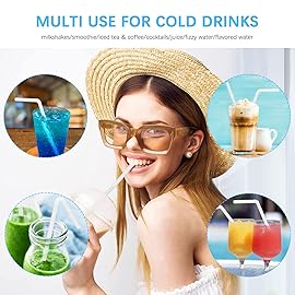 Plasticless 100P PLA Disposable Drinking Straws Corn Plant Based Biodegradable Straws, BPA Free Compostable Straw (100 Pack White Individually Wrapped Straws)