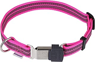 Herm Sprenger â€“ Adjustable Rubberized Reflective Dog Collar for Medium Large Dogs with ClickLock Buckle â€“ Overall Length 16-22 inches (Pink)