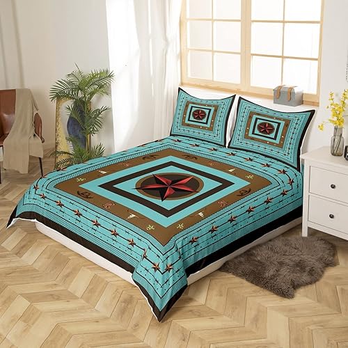 Miniatura 2 de Funda de edredón roja del oeste de Texas, con diseño de estrella de Texas exótica, funda de edredón de calavera de toro, regalos de vaqueros, juegos