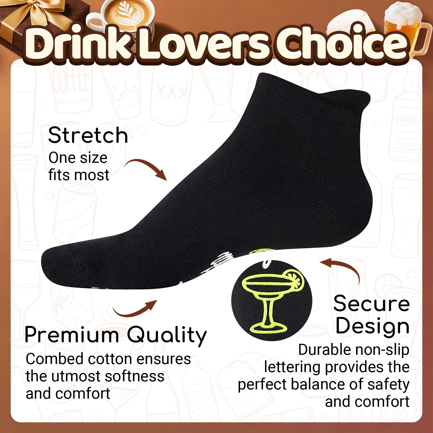 sockfun Drink Gifts for Men - Funny Margarita Socks for Drink Lover