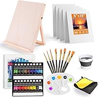 Whalsure Acrylic Paint Set for Kids & Adults - 18 Colors, 8 Brushes, 5 Canvases, Easel, Palette - Complete Painting Kit