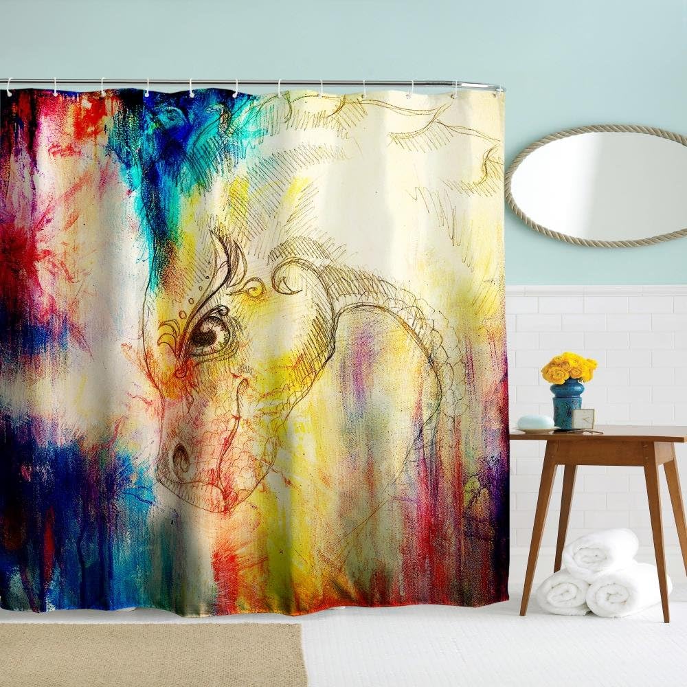 Colorful Dragon 3D Waterproof Polyester Shower Curtains Bathroom Divider Curtains Bathroom Decorating (7159 inches)