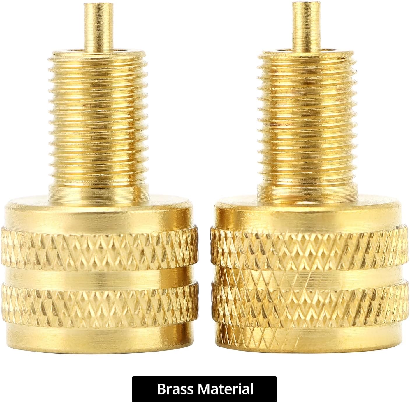 QWORK 10-Pack Gold Large Bore Tire Valve Adapter Set – Converts Large Bore to Standard Bore for Cars, Trucks, 22 mm Length