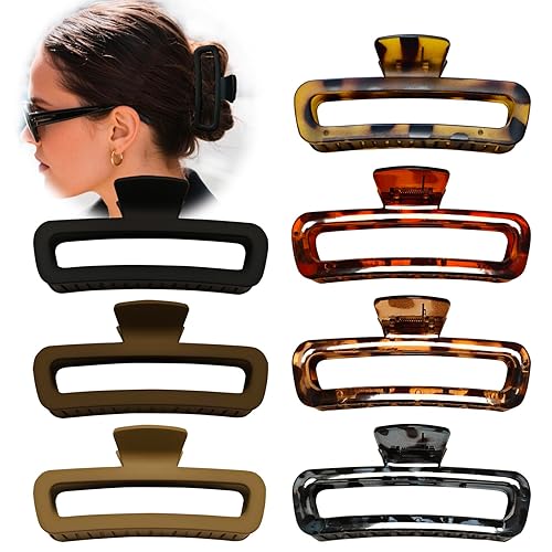 Miniatura 11 de Pinzas para el Cabello de 5 Pulgadas Irrompibles Negras XL Grandes Cuadradas Rectangulares Clip Clamp para Cabello Grueso Rizado Largo Mujeres