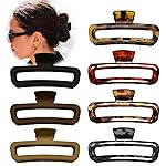 Nalodu 5 Inch Large Hair Claw Clips, No Slip Matte & Glossy Unbreakable Square XL Hair Clips for WomenThick Long Curly Hair, 7 Pack