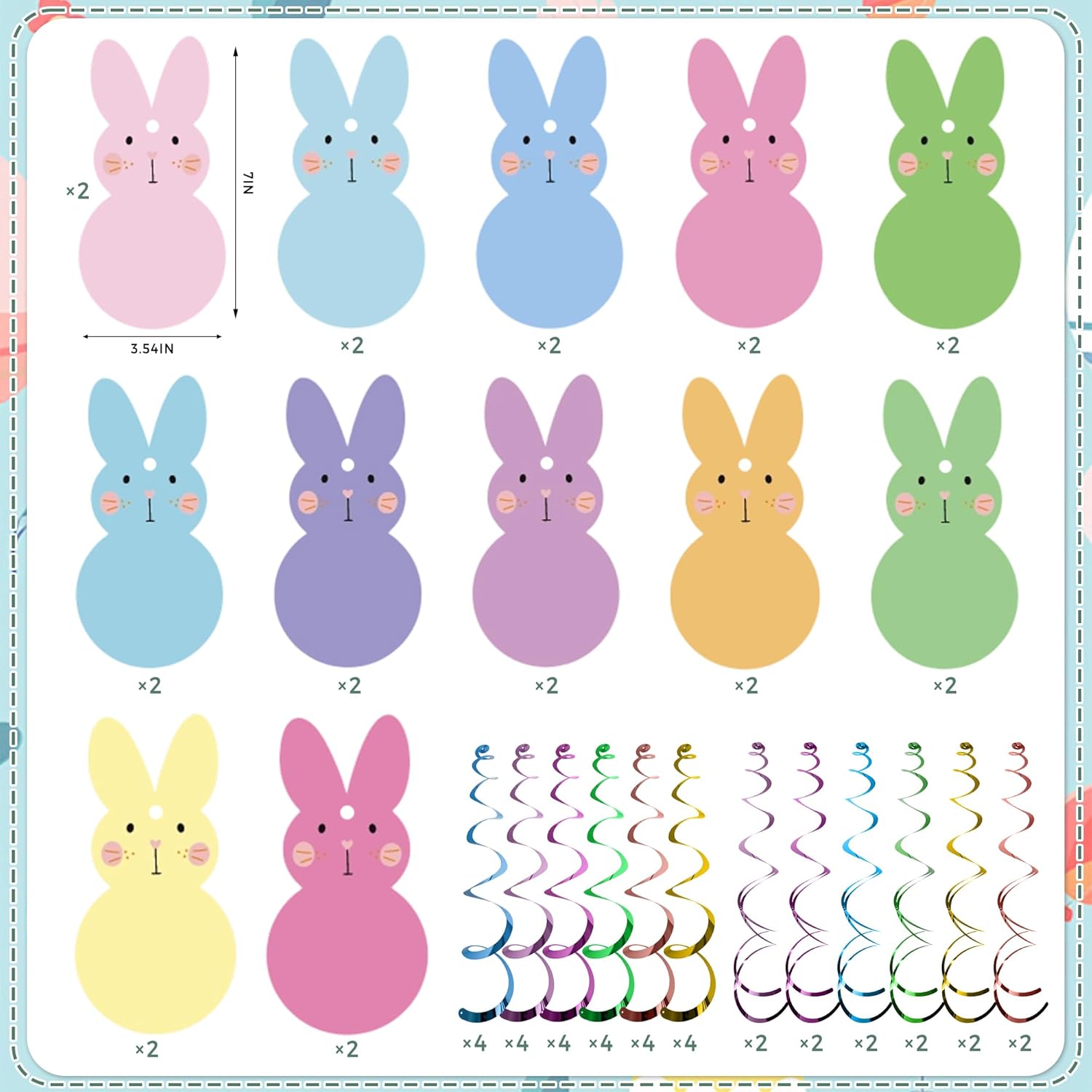 60PCS Easter Bunny Hanging Swirl Decorations, Easter Ceiling Hanging Decorations & Easter Party Supplies for Home Classroom Office Spring Birthday Baby Shower Decorations