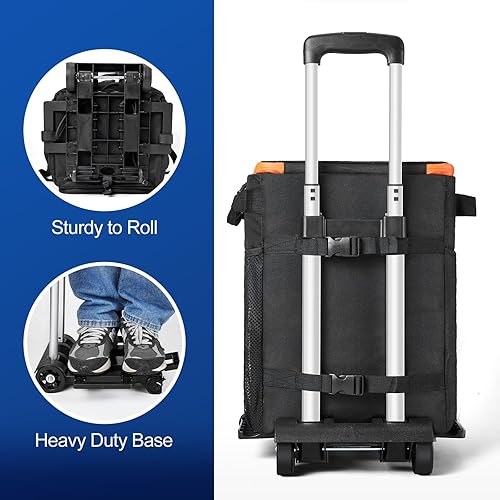 Miniatura 8 de Odoland Enfriador suave de 4872 latas con ruedas y asa, hielera plegable con ruedas para playa, camping, viajes y picnic