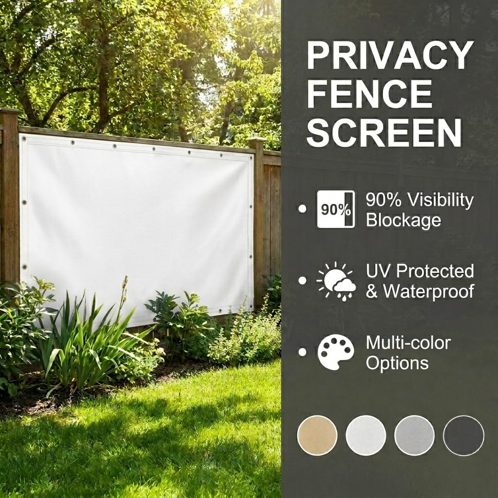 Toile pergola 1.9x3.7m Rectangulaire Voiles d'ombrage Imperméable Protection Anti-UV Store de Patio pour Jardins Balcons Terrasses avec Oeillets et Cordons, Blanc