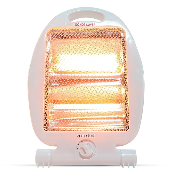 HOMEBASIC Room Heater 800W| Dual Heat Setting, Cool Touch Body, Shock-Proof, Safety Mesh Grill, Noiseless, Carrying Handle, Humidity-Friendly| Fast Portable Electric Heater for Home Office Travel