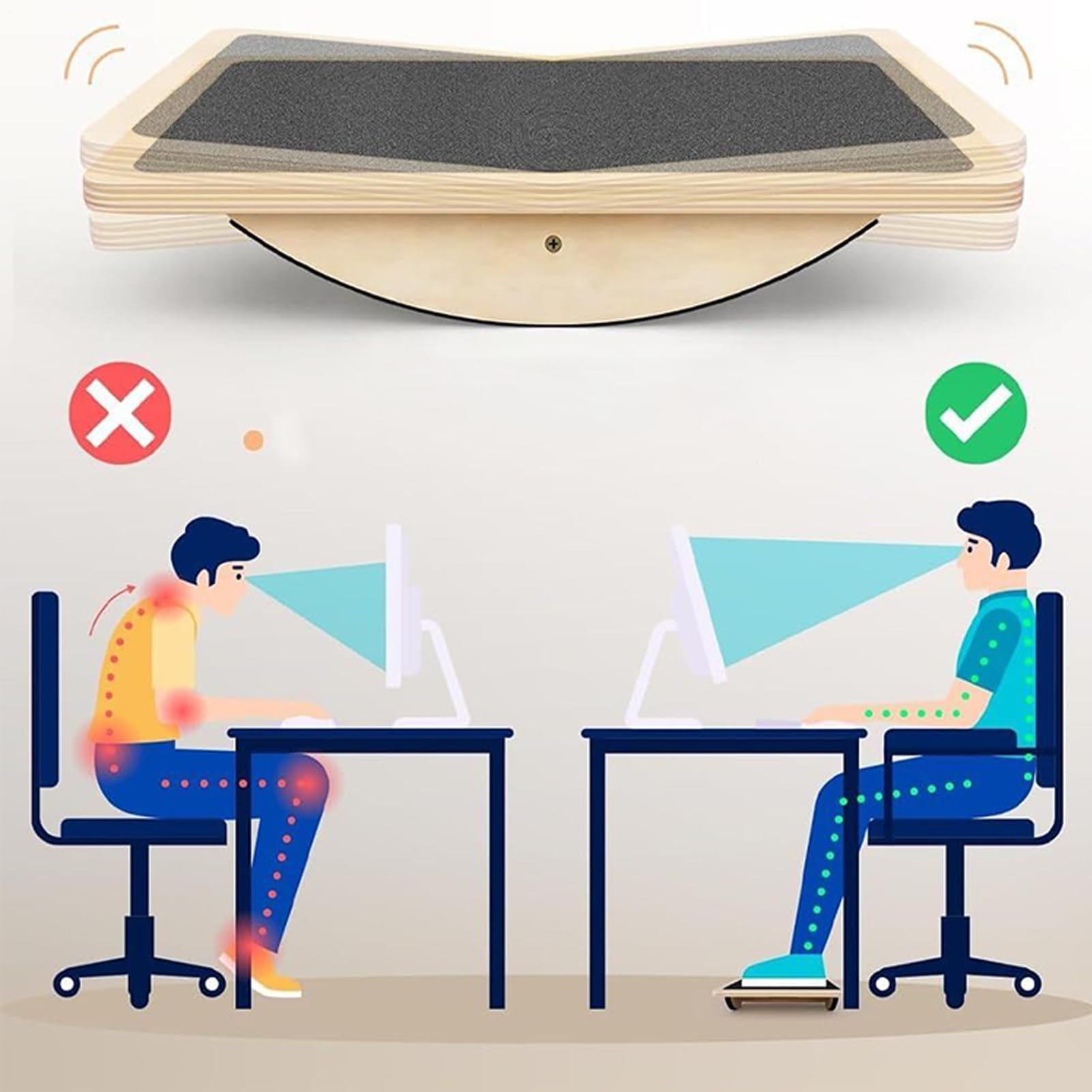 Wood Balance Board, Yoga Balance Board Balancia 'allenatore per esercizi di | Pad per trapinatore di stabilità di pilates anti-slip per casa, uffici, palestra